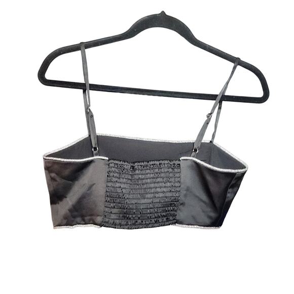 RACHEL ZOE Black Satin‎ Corset Crop Tube Top Metallic Trim size 4 NWT - Picture 3 of 4